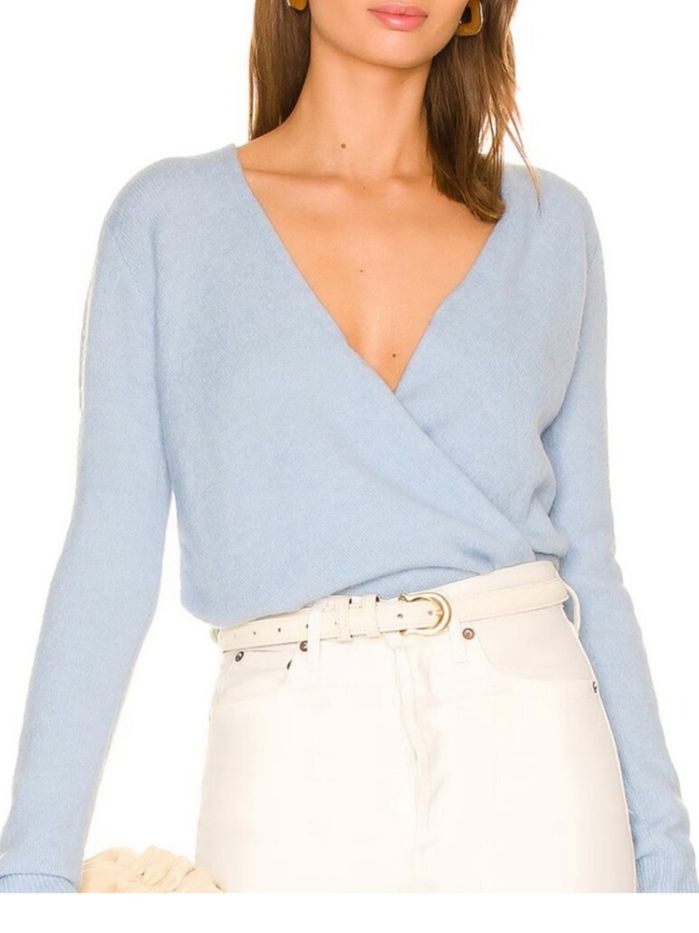 Astr Chatsworth Light Blue V-Neck Wrap Sweater